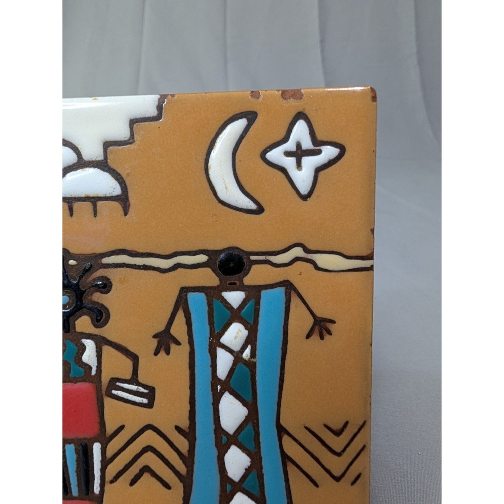 VTG Italian Ceramic Tile  Handcrafted Southwest Style 6" Made‎ in Italy - Picture 3 of 8